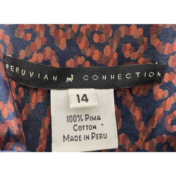 Peruvian Connection Sz 14 Ikat Print Sleeveless Sheath Dress Pima Cotton Summer - Picture 2 of 8